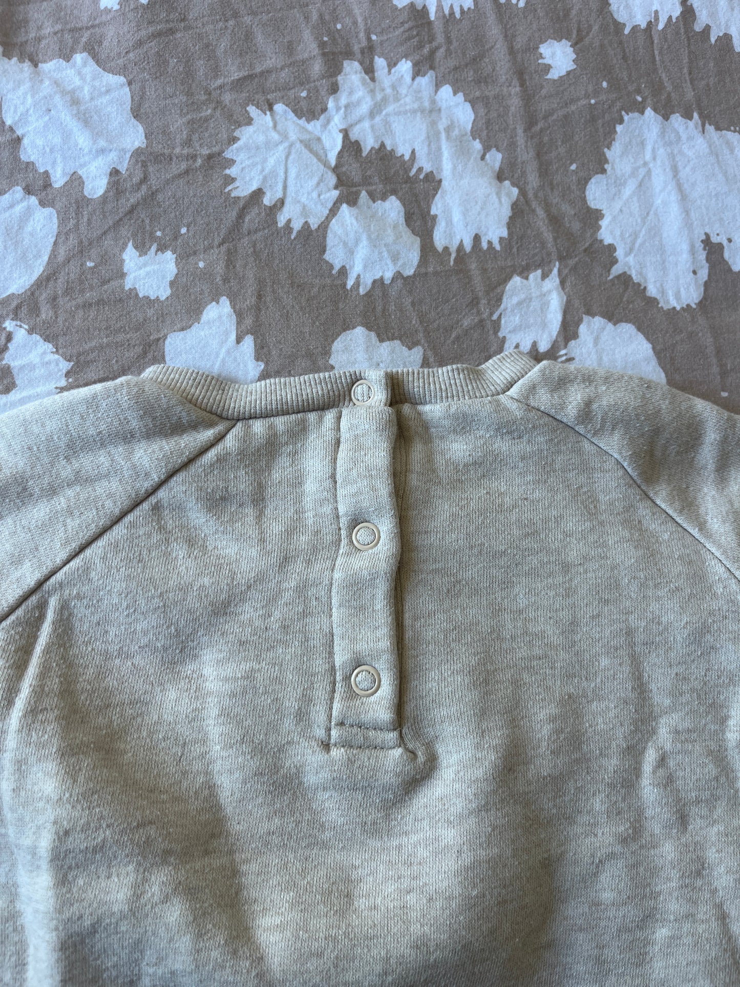 Sweat à manches longues beige chiné avec renard - 18 mois