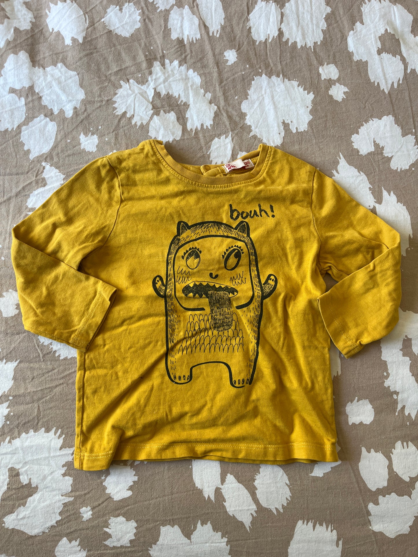 T-shirt à manches longues moutarde avec monstre DPAM - 18 mois