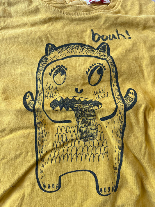 T-shirt à manches longues moutarde avec monstre DPAM - 18 mois