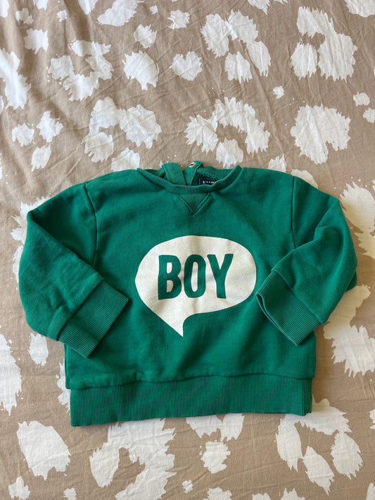 Sweat à manches longues vert « boy » - 24 mois