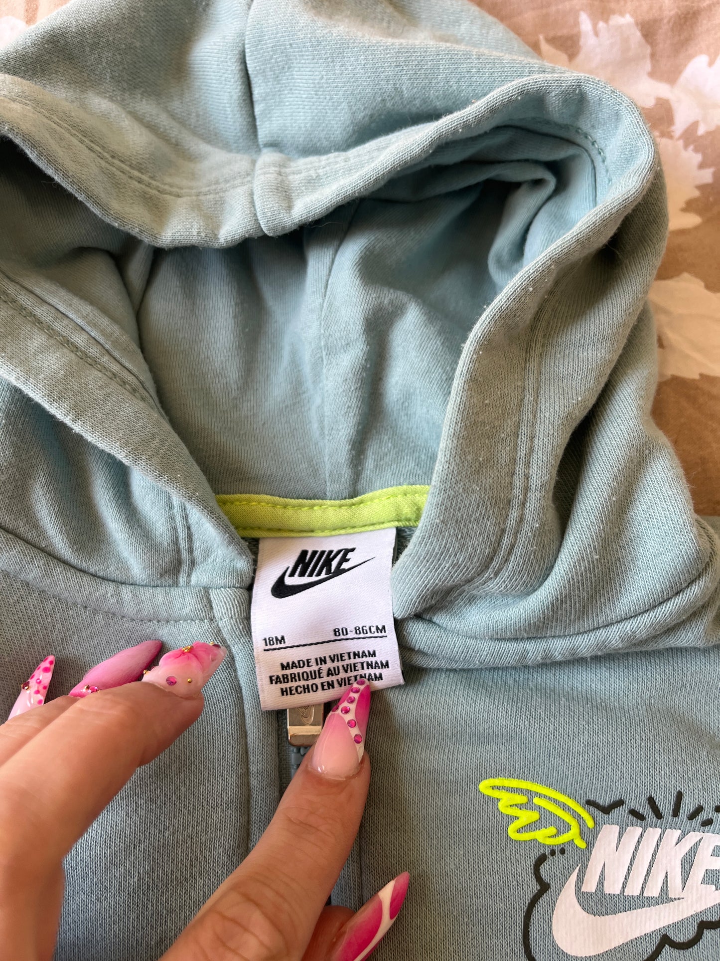 Veste à capuche zippée bleu turquoise Nike - 18 mois