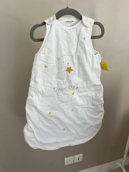 Gigoteuse blanche avec oursons - 0/6 mois
