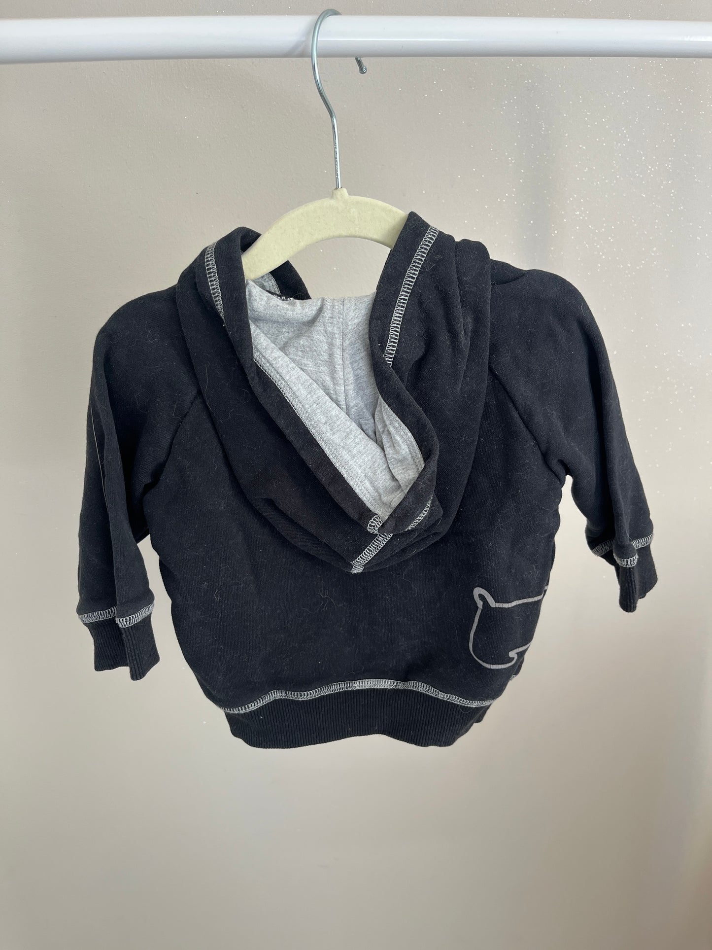 Gilet à capuche noire motif chien Sucre d’Orge - 12 mois