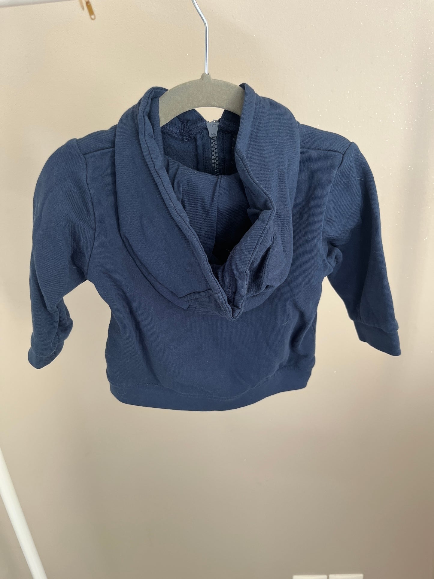 Gilet à capuche bleu marine à zip molletonnée - 12 mois