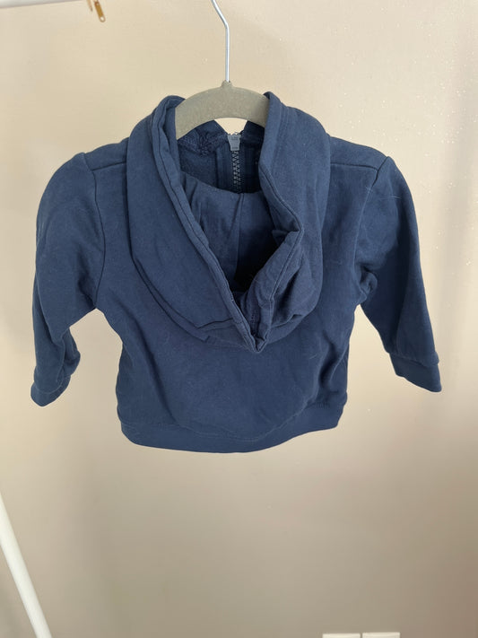 Gilet à capuche bleu marine à zip molletonnée - 12 mois