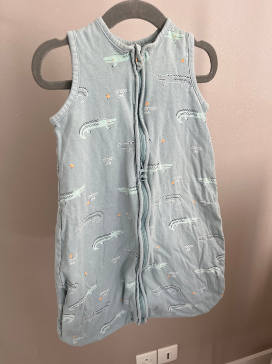 Gigoteuse légère TOG1 vert sauge à zip motifs crocodiles - 0/6 mois