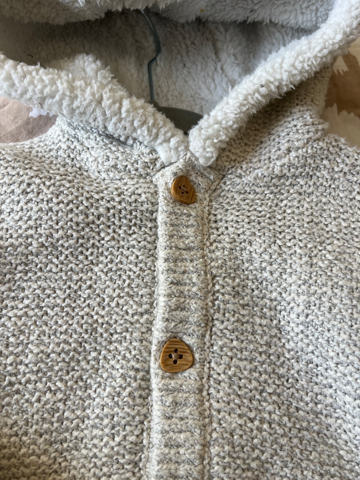 Veste beige en maille à capuche intérieur polaire - 18/24 mois (92cm)