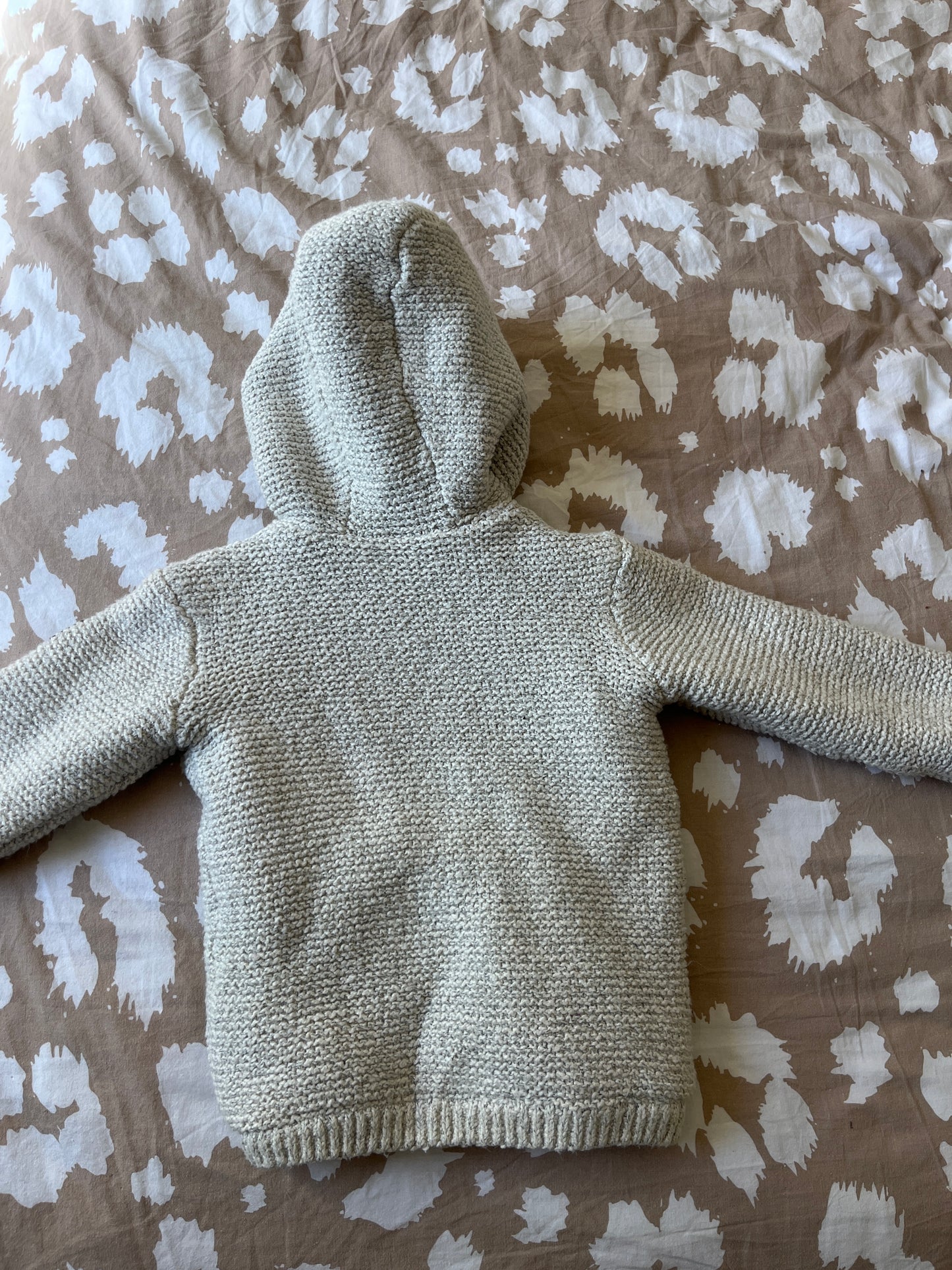 Veste beige en maille à capuche intérieur polaire - 18/24 mois (92cm)