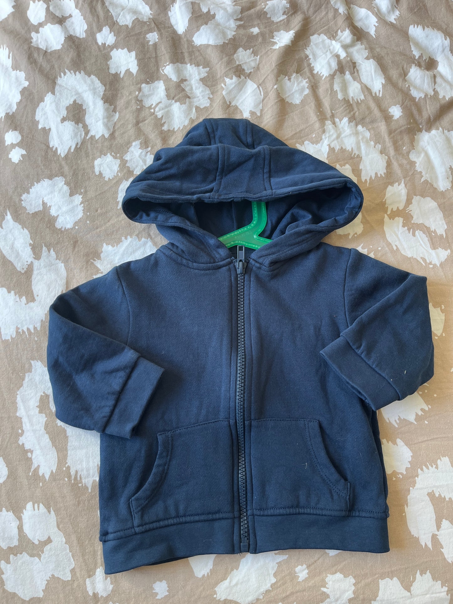 Gilet à capuche bleu marine à zip molletonnée - 12 mois