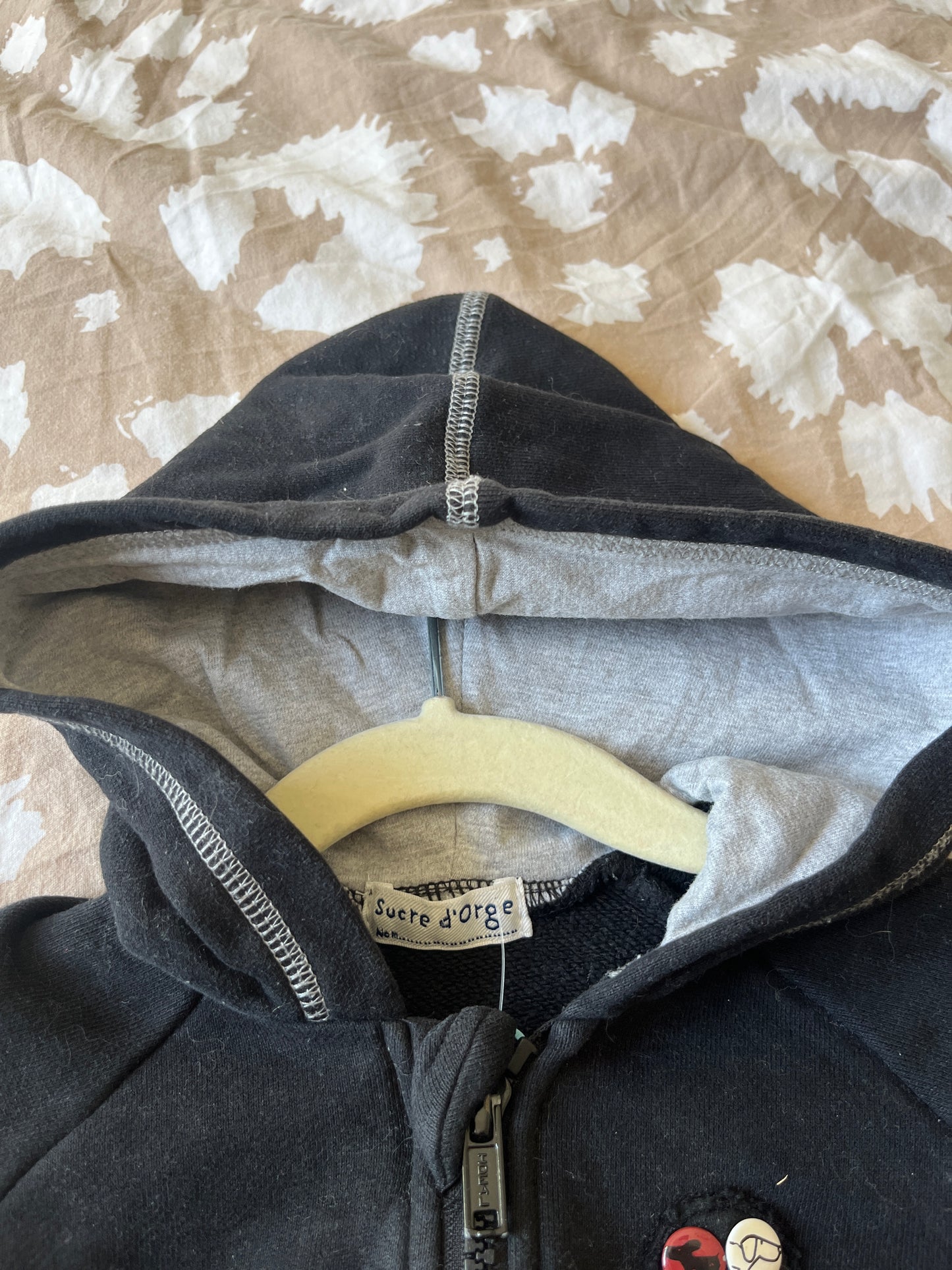 Gilet à capuche noire motif chien Sucre d’Orge - 12 mois