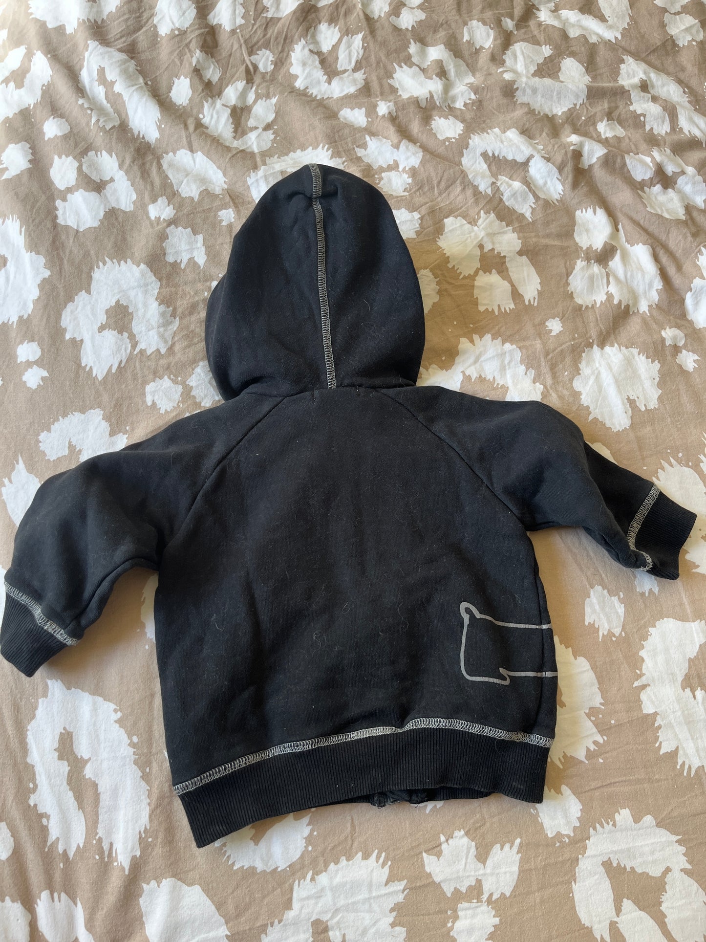 Gilet à capuche noire motif chien Sucre d’Orge - 12 mois