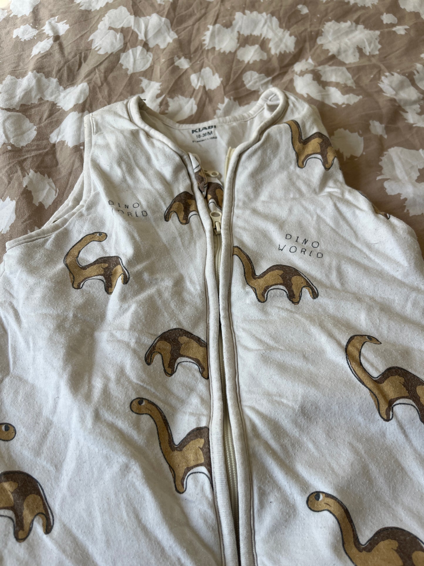 Gigoteuse beige motifs dinosaures à zip - 18/36 mois (81/94 cm)