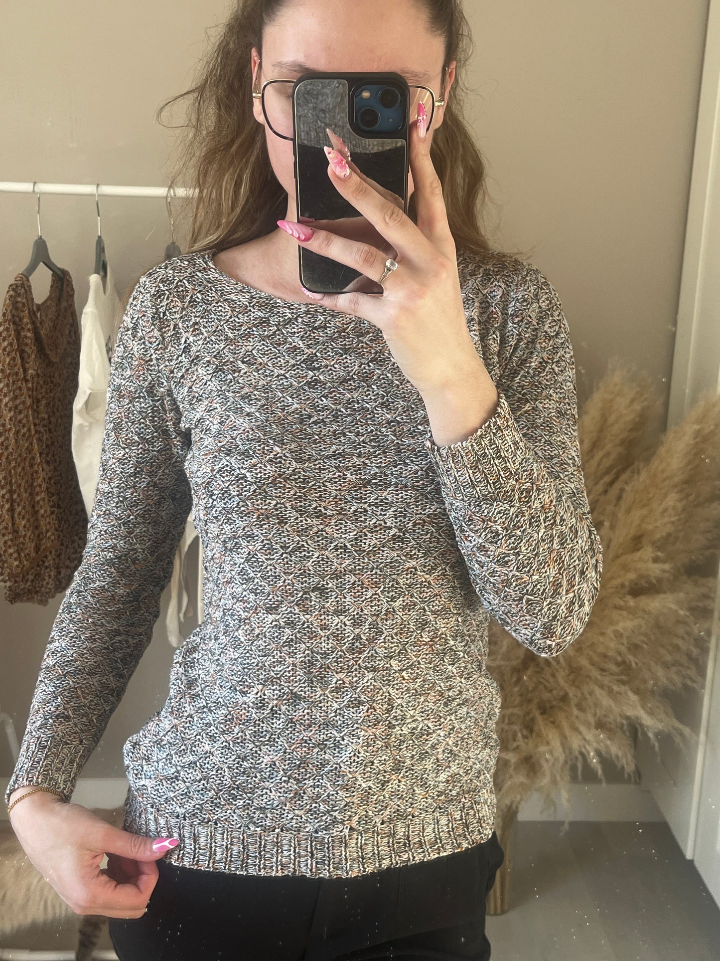 Pull à manches longues en maille - S