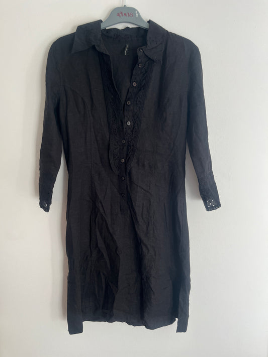 Robe mi-longue manches 3/4 effet lin - S