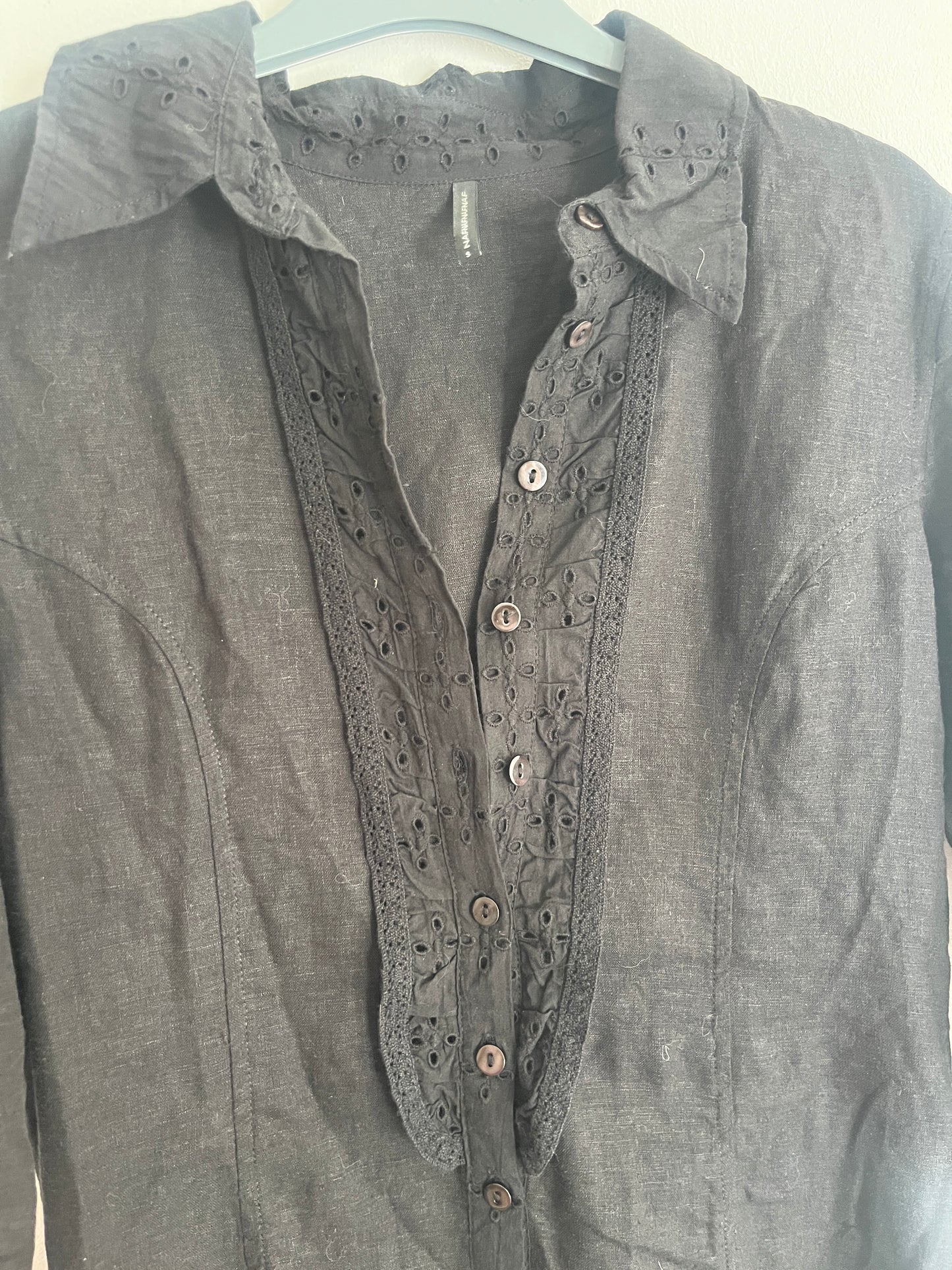 Robe mi-longue manches 3/4 effet lin - S