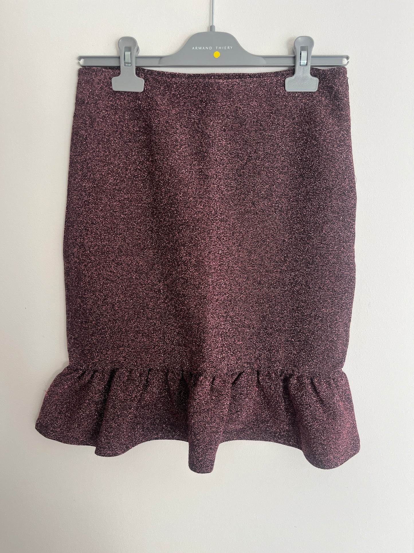 Jupe courte rose à paillettes - S