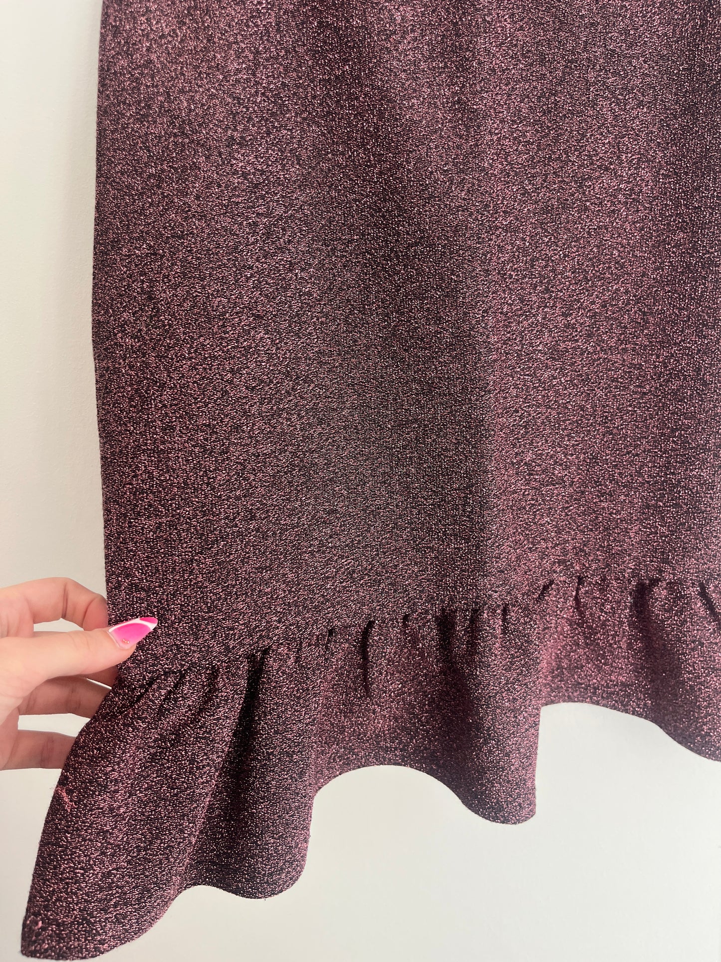 Jupe courte rose à paillettes - S