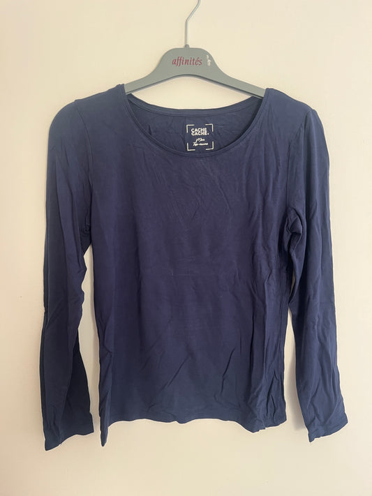 T-shirt à manches longues bleu marine « top-issime » - S