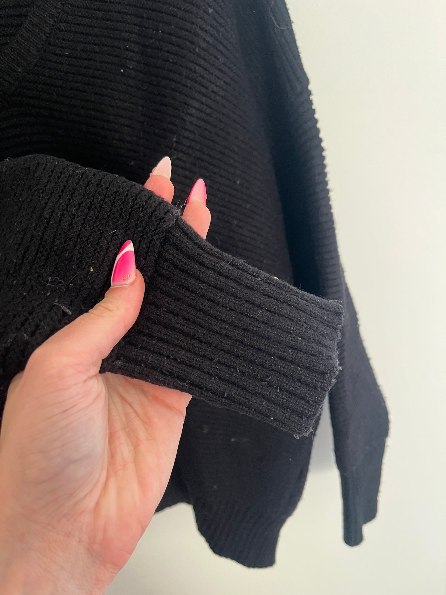 Pull à manches longues noir en maille oversize Zara - S