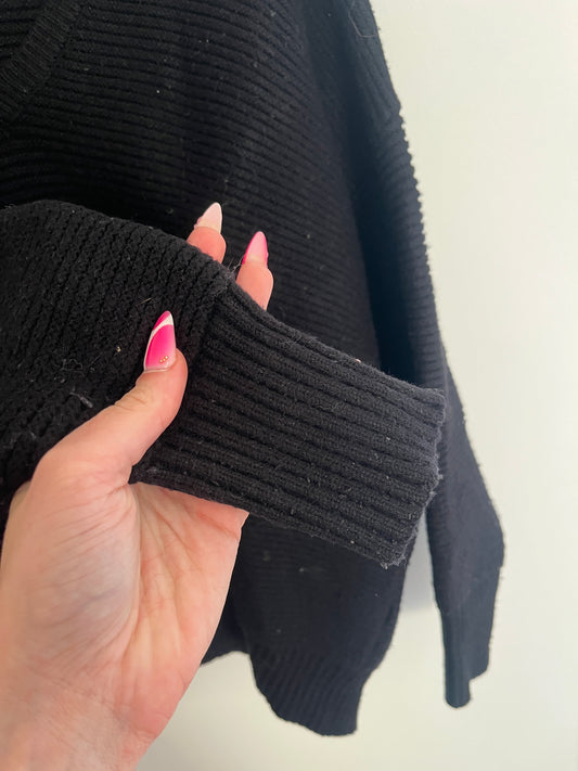 Pull à manches longues noir en maille oversize Zara - S