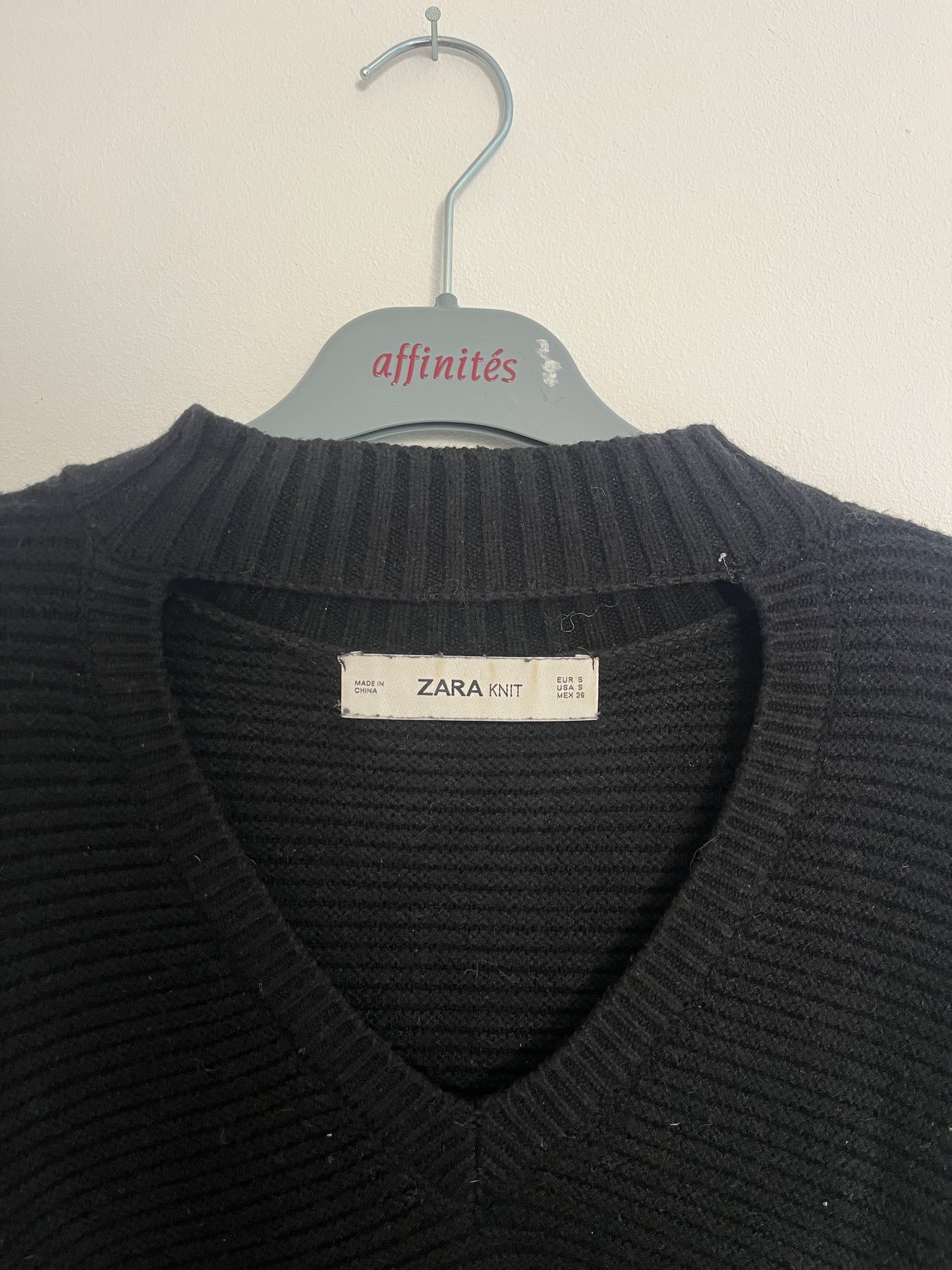 Pull à manches longues noir en maille oversize Zara - S