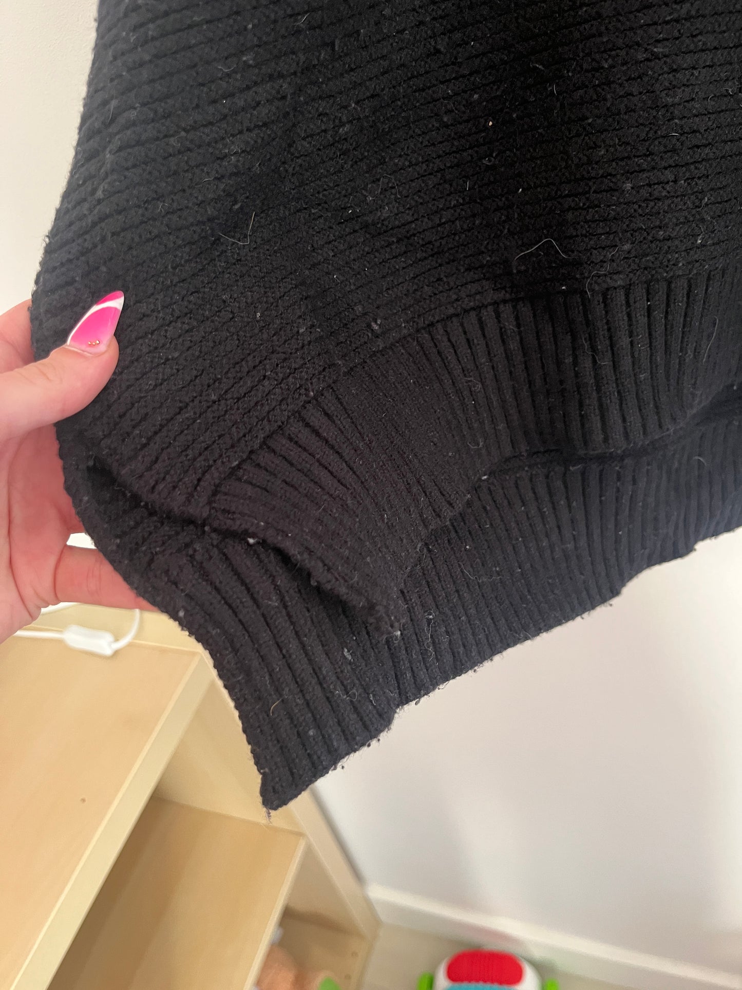 Pull à manches longues noir en maille oversize Zara - S