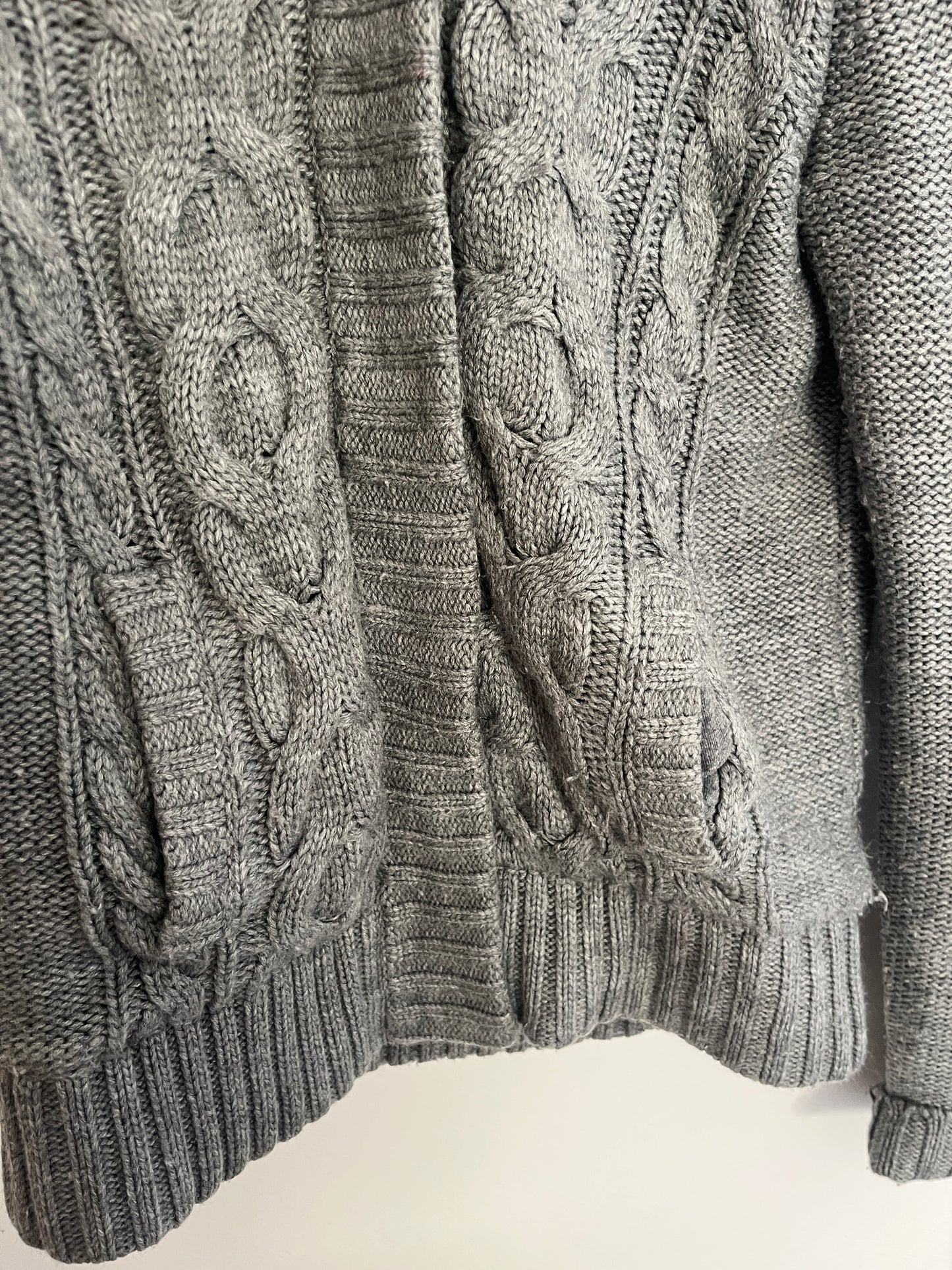 Veste épaisse à capuche en maille grise - S