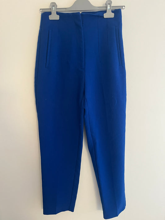 Pantalon de tailleur à pince bleu roi Zara - S