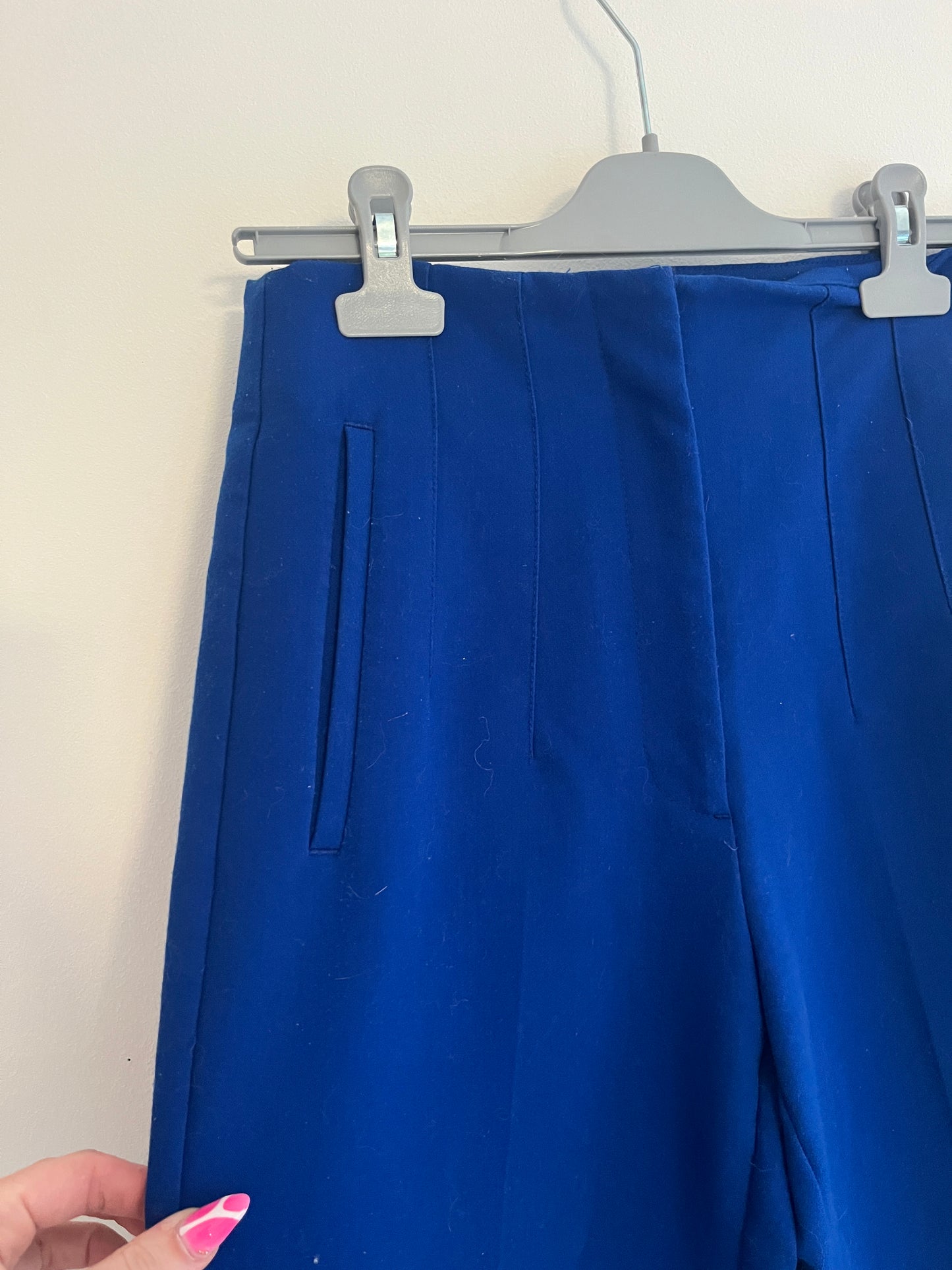 Pantalon de tailleur à pince bleu roi Zara - S