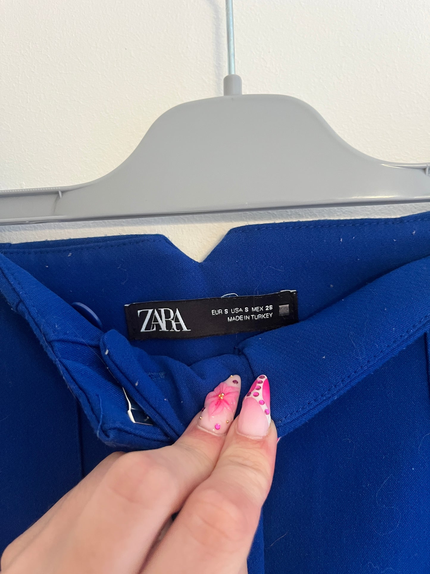 Pantalon de tailleur à pince bleu roi Zara - S