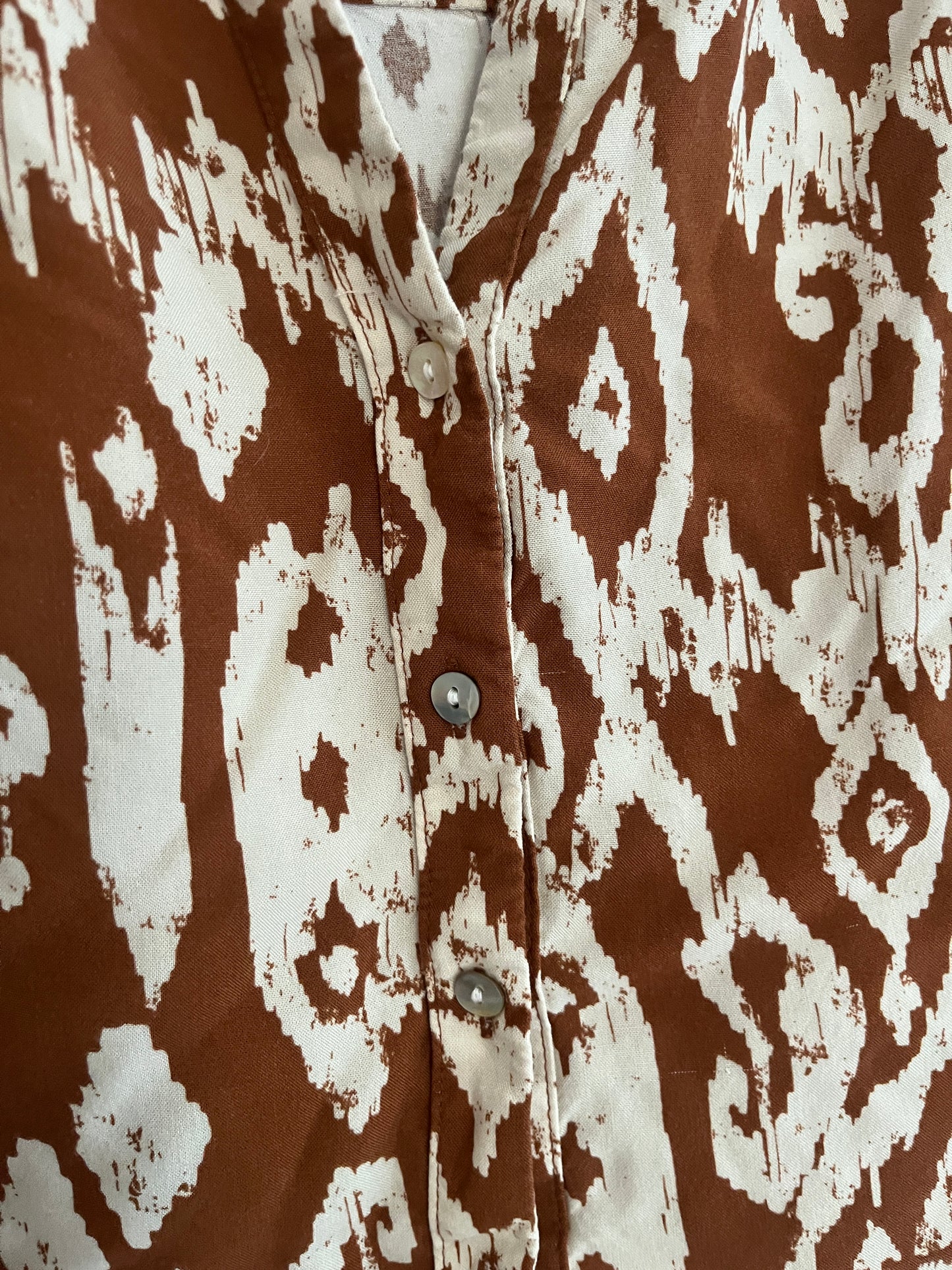 Blouse à manches longues camel à motifs bohème - S