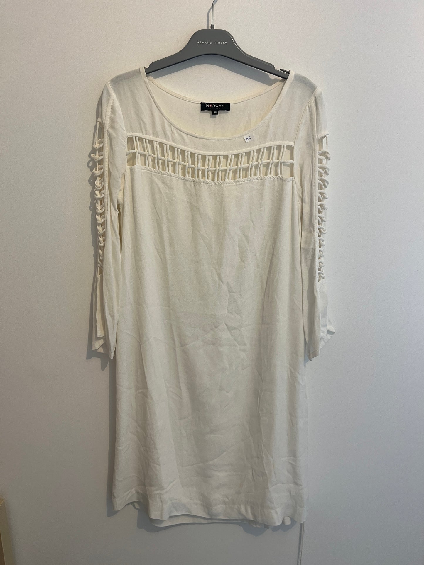 Robe « kimono » manches 3/4 avec ouvertures blanc Morgan - S