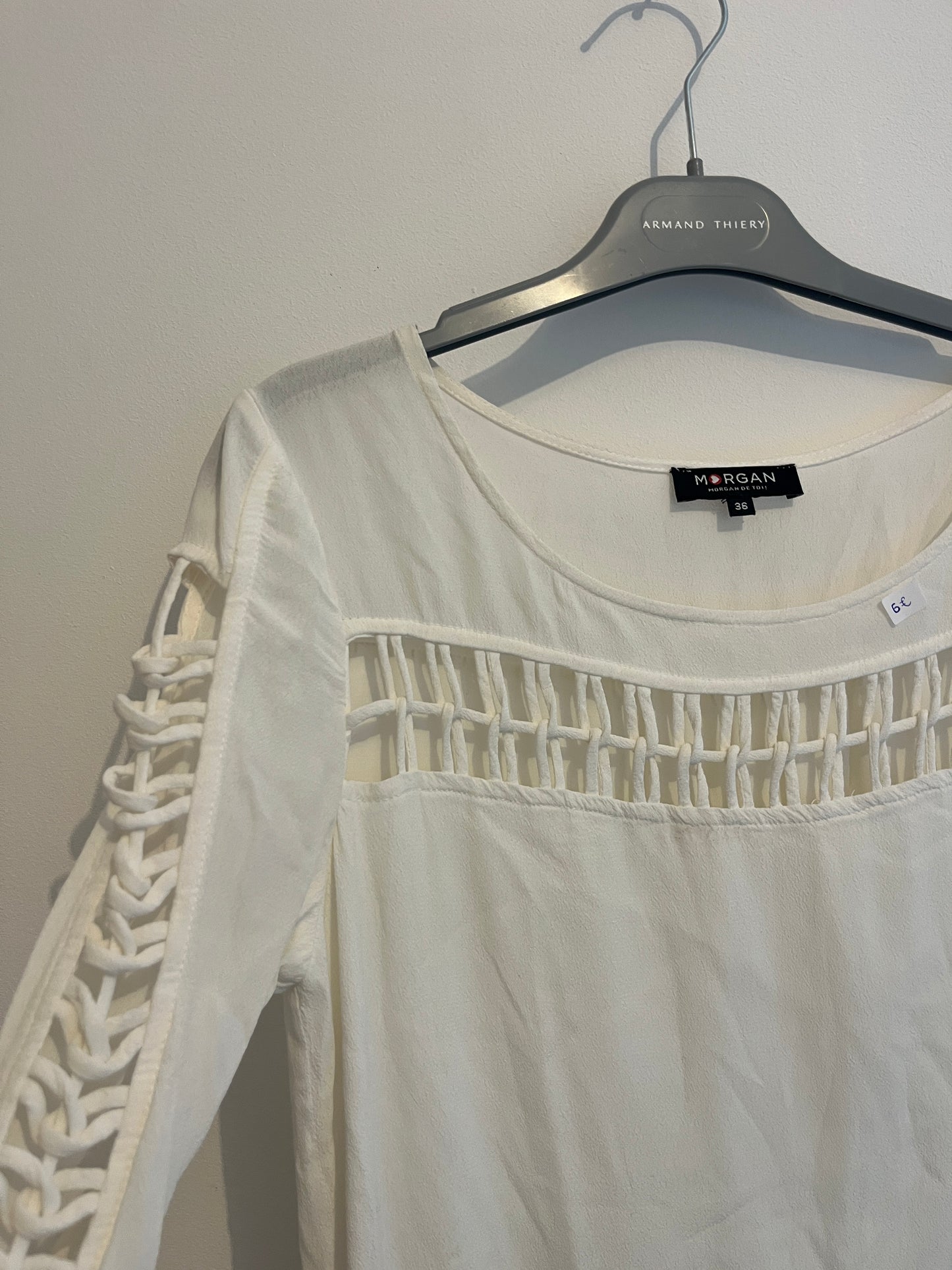 Robe « kimono » manches 3/4 avec ouvertures blanc Morgan - S