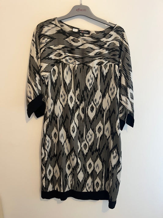 Robe « kimono » manches 3/4 motifs kaki et blanc Morgan - S