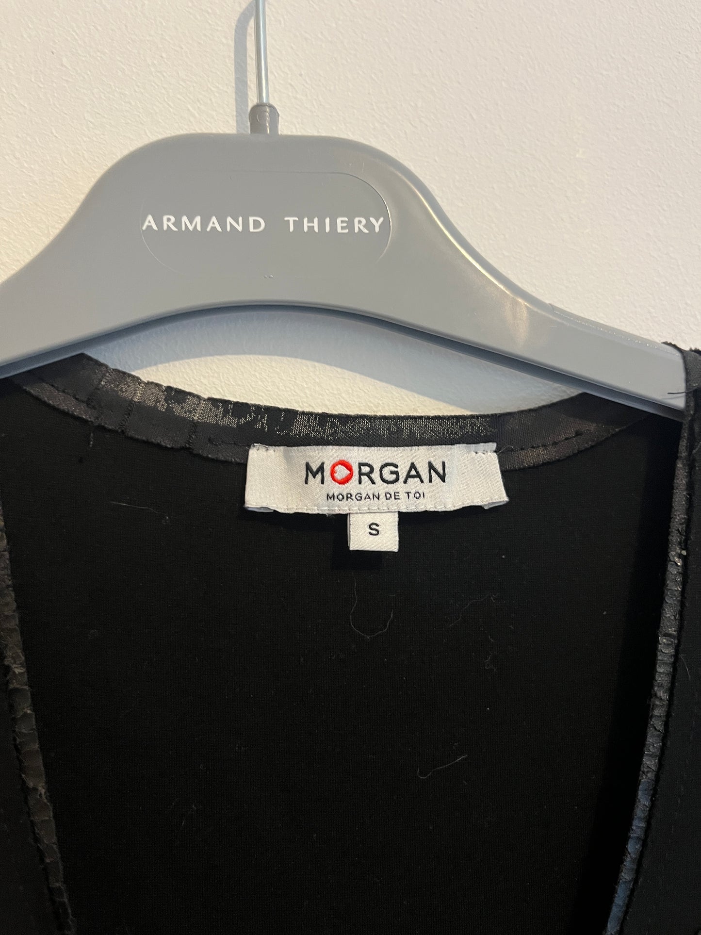 Débardeur noir avec détails simili cuir Morgan - S