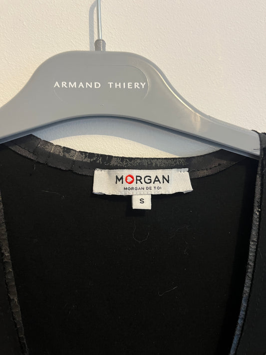 Débardeur noir avec détails simili cuir Morgan - S