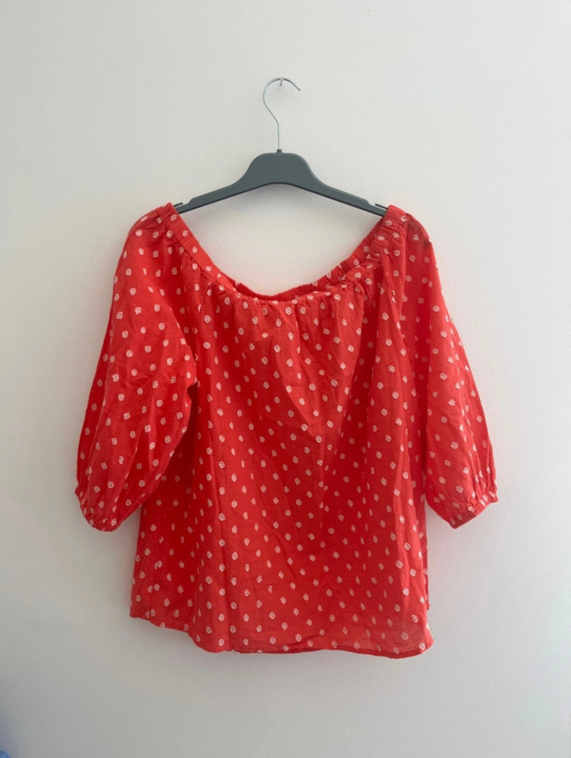 Top manches 3/4 col bardot rose - S