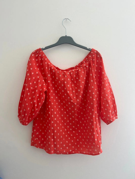 Top manches 3/4 col bardot rose - S