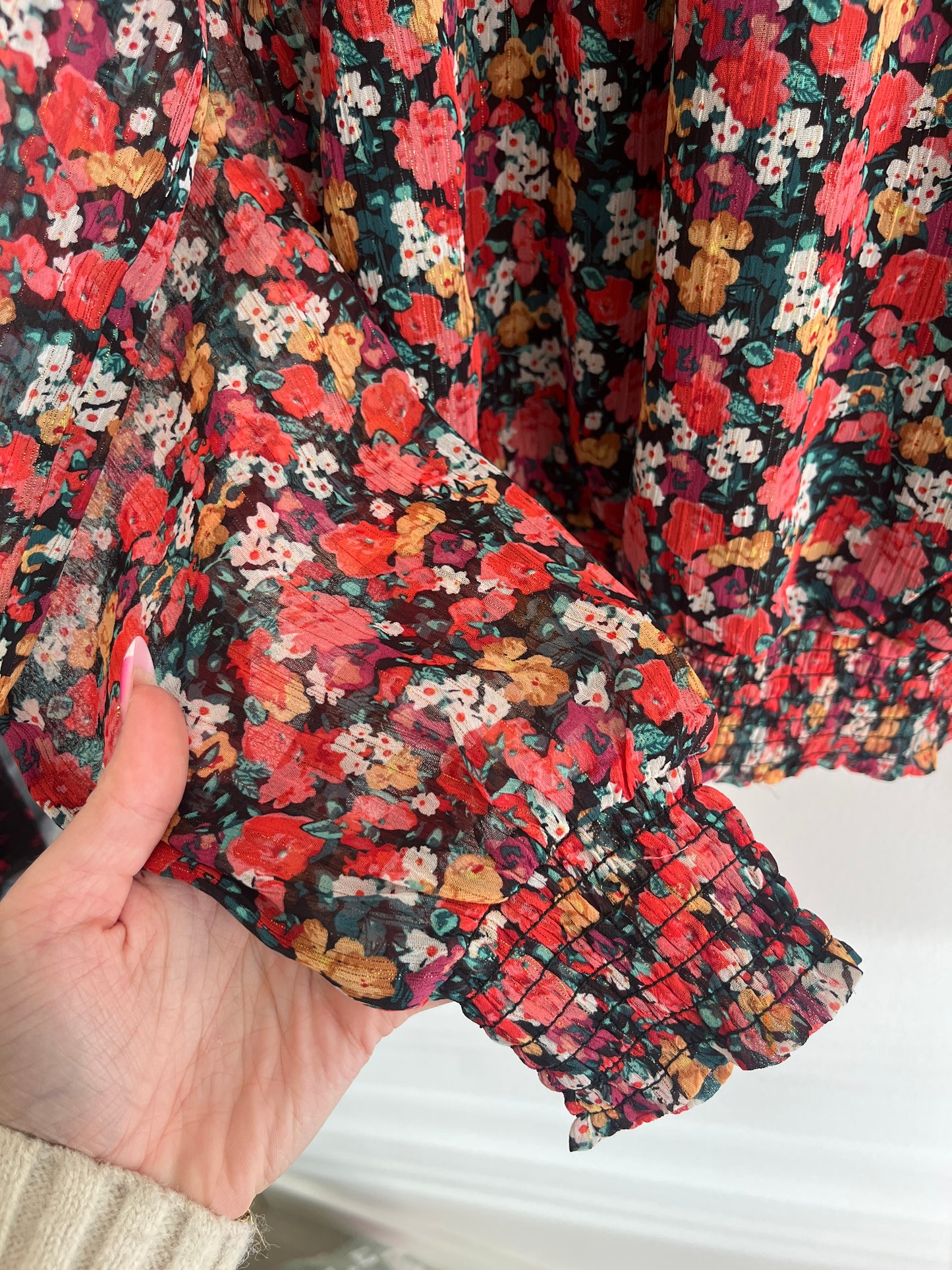 Blouse à manches longues fleurie - 38