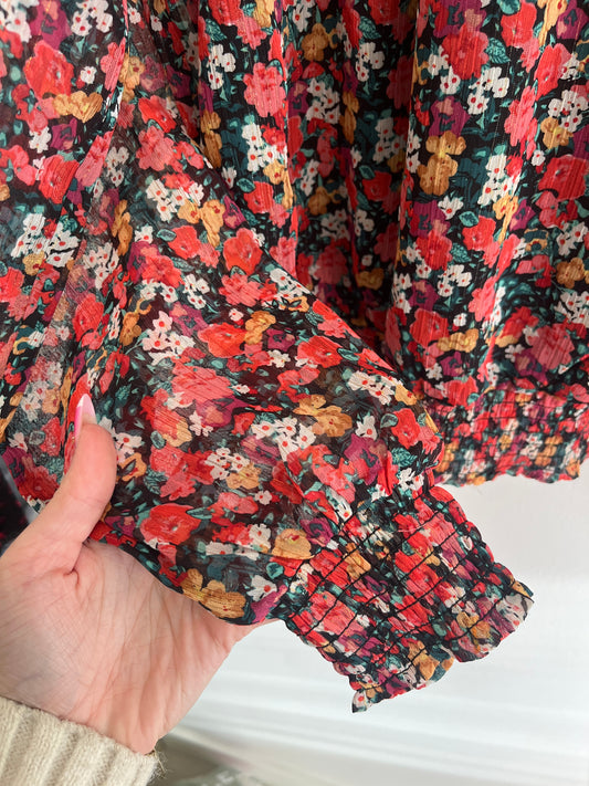 Blouse à manches longues fleurie - 38