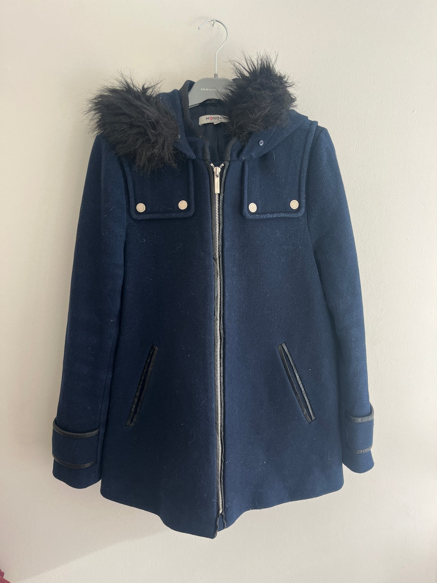 Manteau bleu en velours à capuche Morgan - M