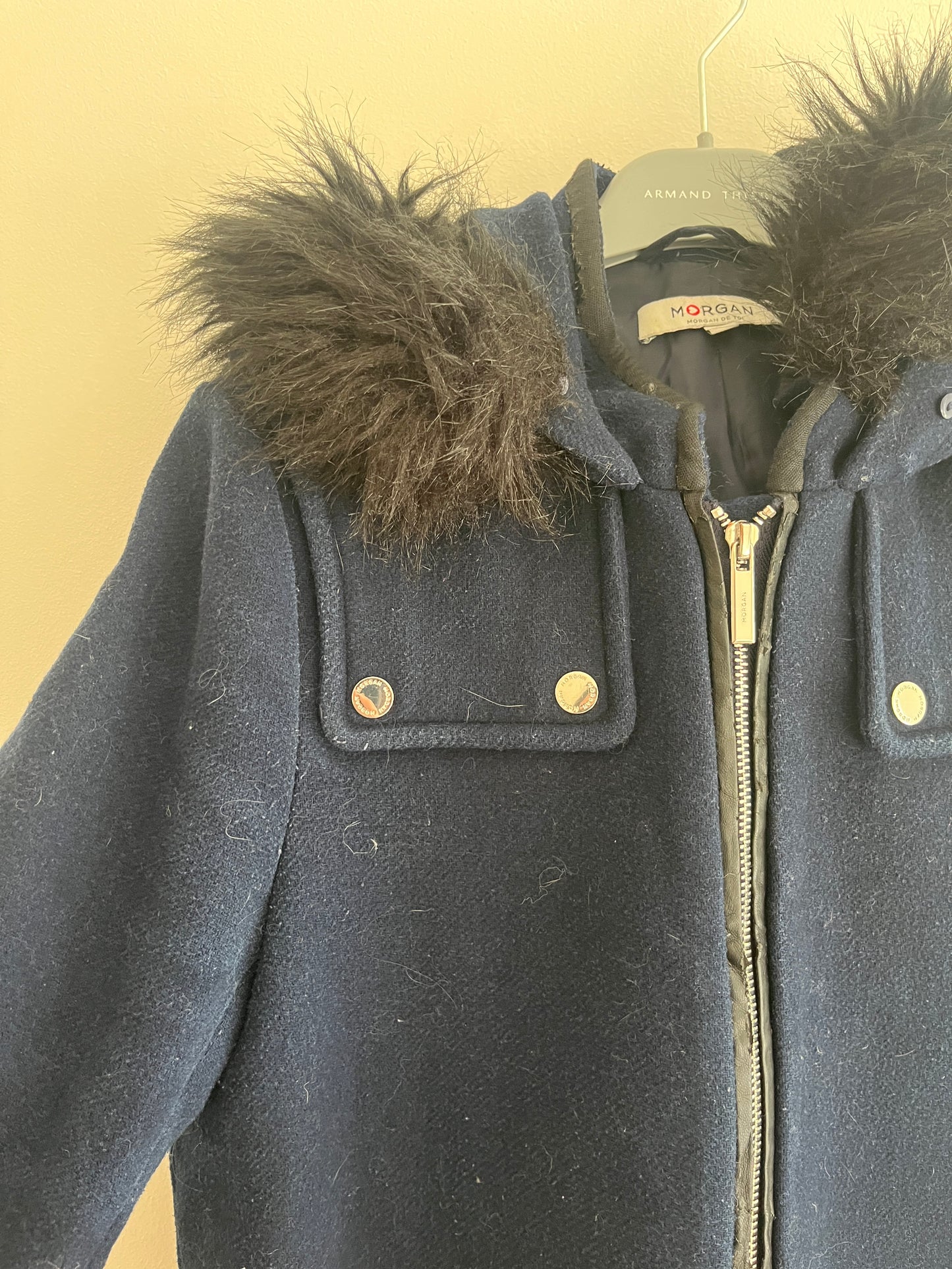 Manteau bleu en velours à capuche Morgan - M