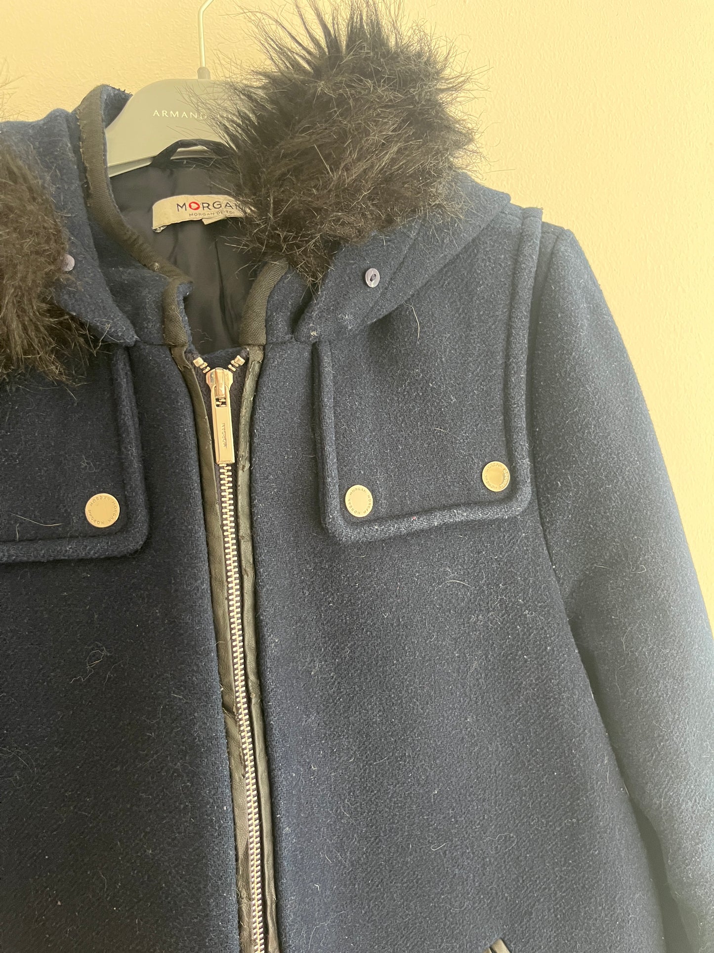 Manteau bleu en velours à capuche Morgan - M