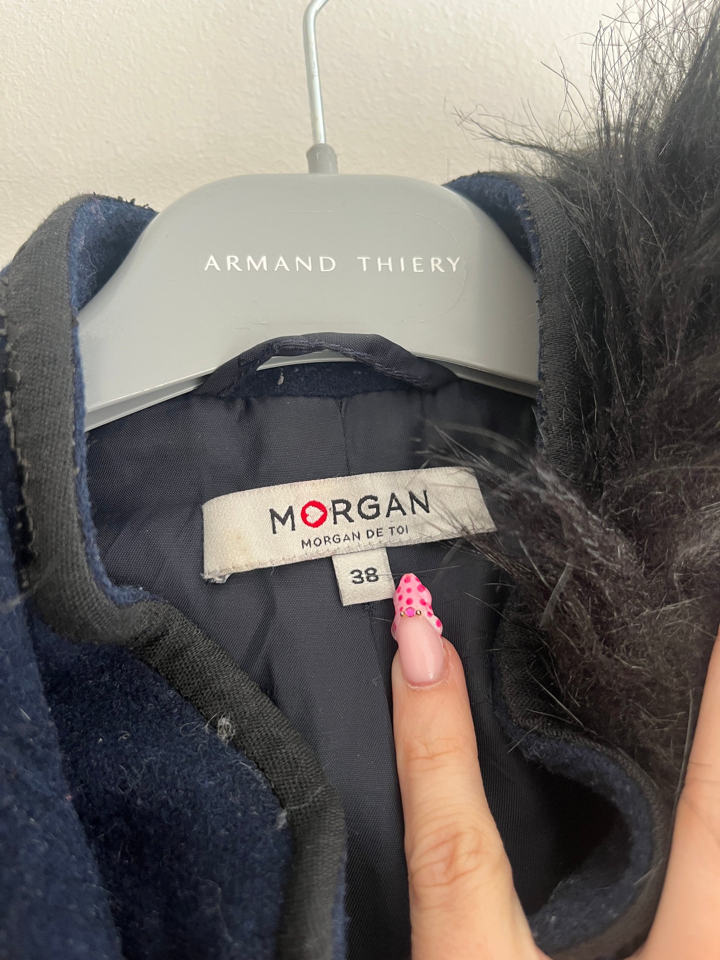 Manteau bleu en velours à capuche Morgan - M