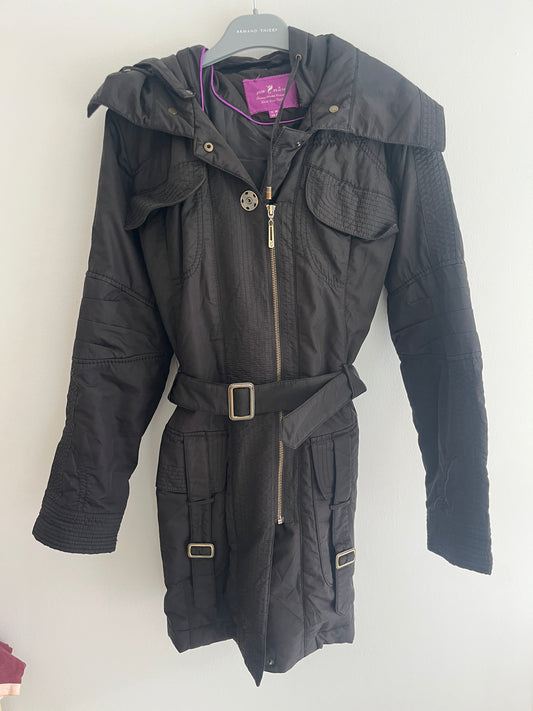 Manteau à manches longues à capuche ceinturé - M