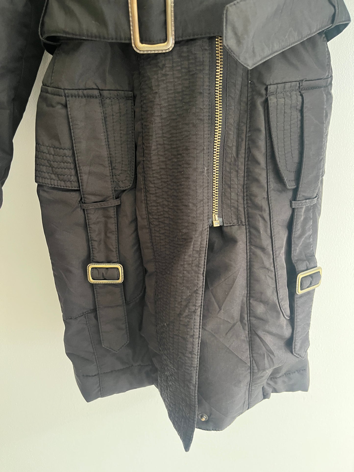 Manteau à manches longues à capuche ceinturé - M