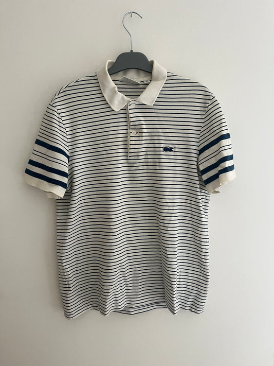 Polo à manches courtes blanc et rayé bleu Lacoste - M