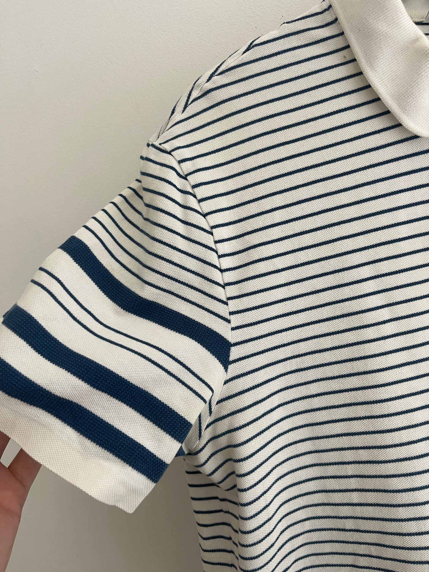 Polo à manches courtes blanc et rayé bleu Lacoste - M