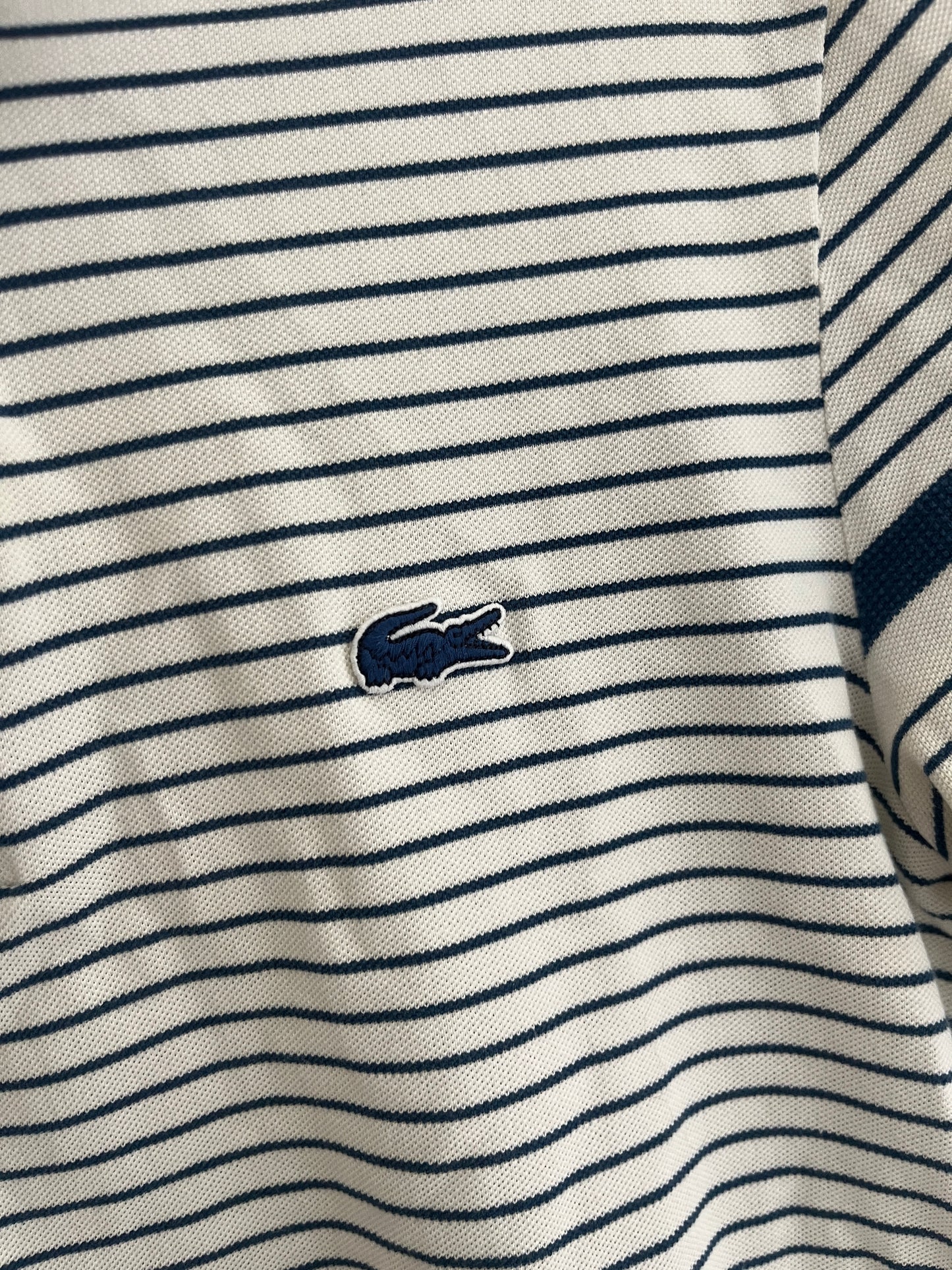 Polo à manches courtes blanc et rayé bleu Lacoste - M