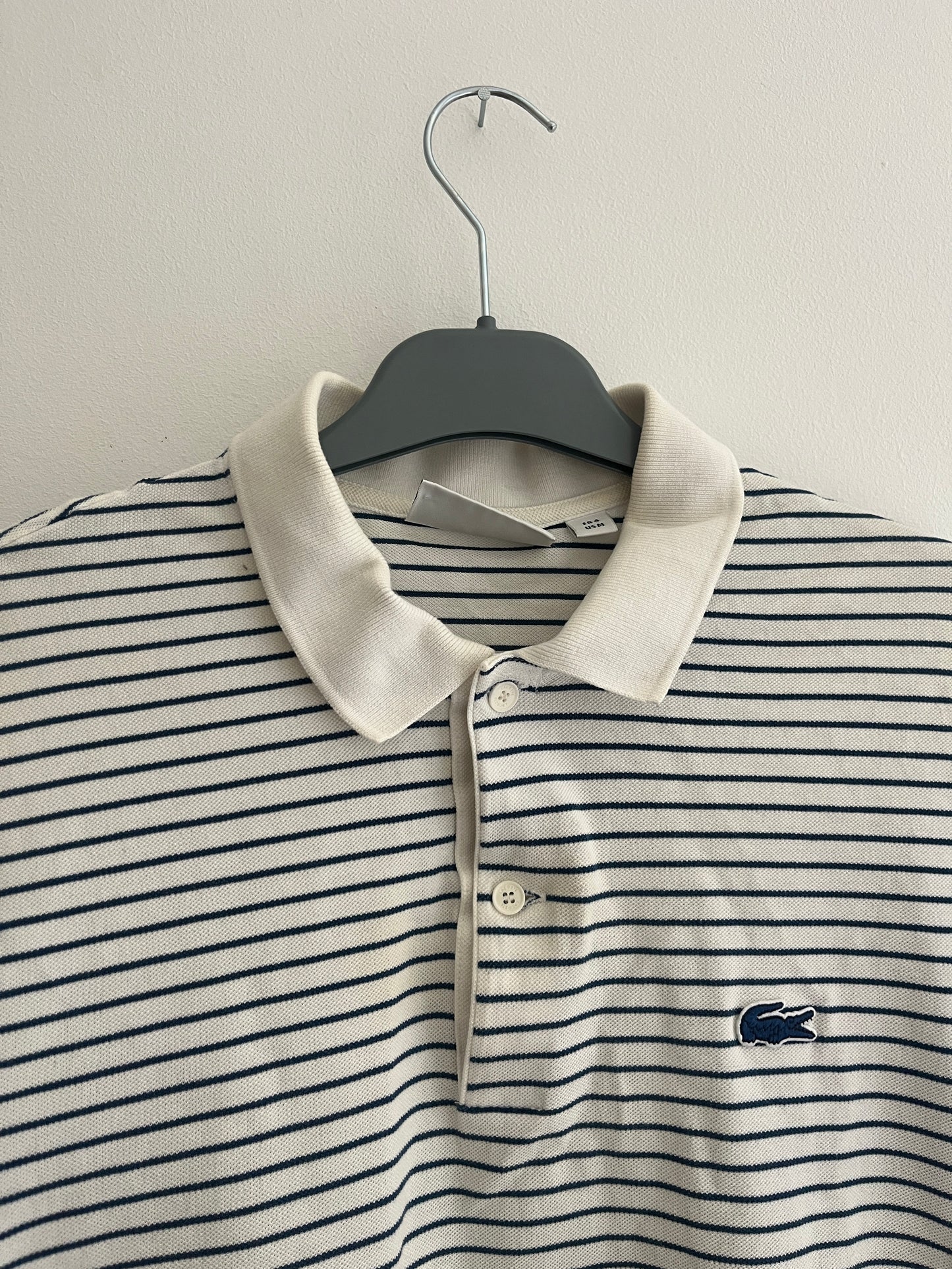 Polo à manches courtes blanc et rayé bleu Lacoste - M